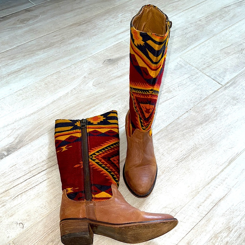 Steve Madden Graced Aztec Multi Southwest Print Cowboy Boots - Picture 3 of 8